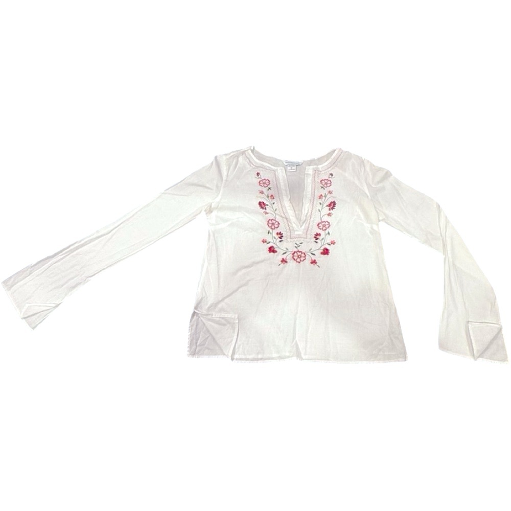 Abercrombie & Fitch White Blouse with Red Embroidery